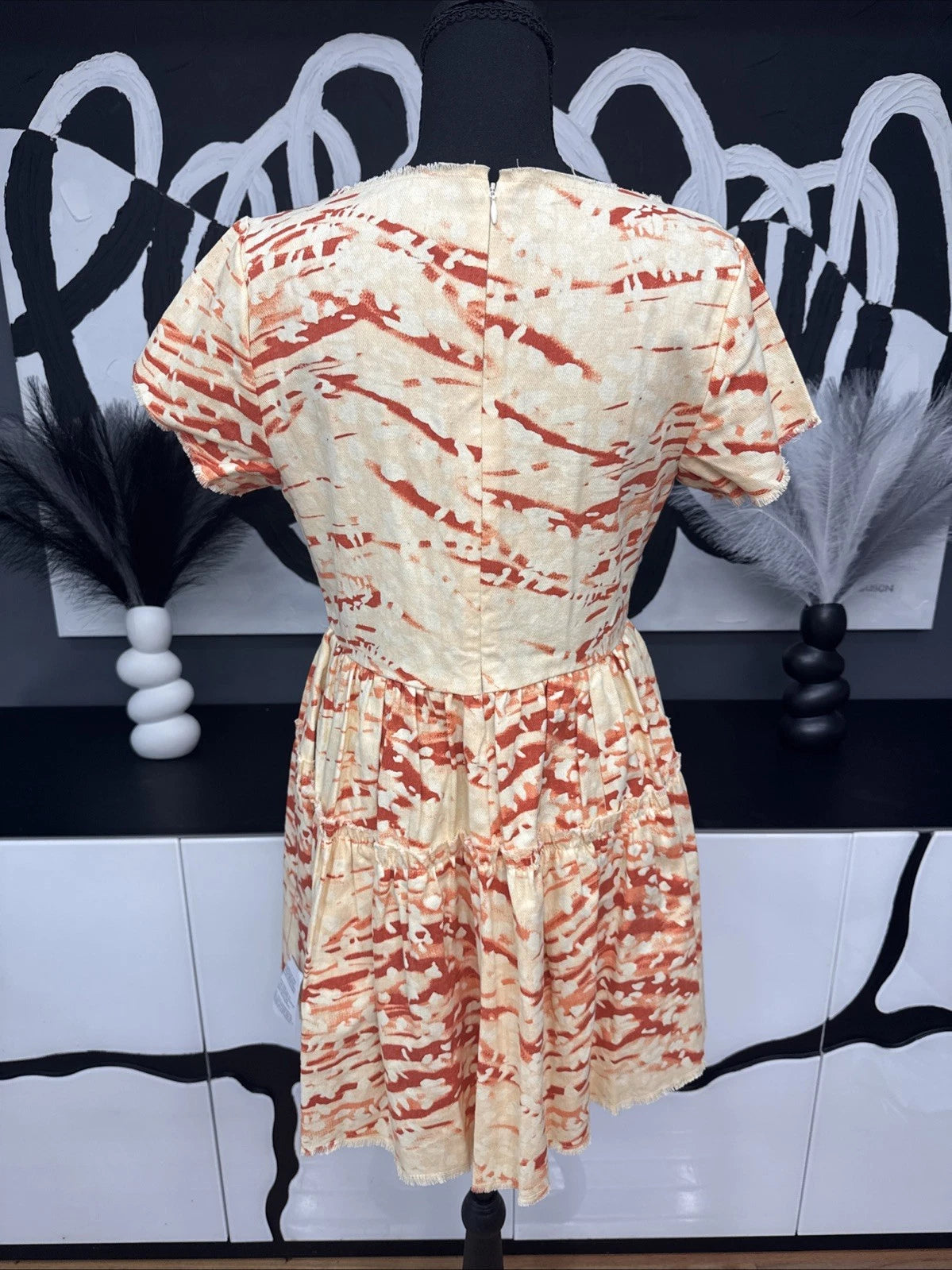 ASOS Design Square Neck Corset Mini Dress Women's 6 Red Orange NWT