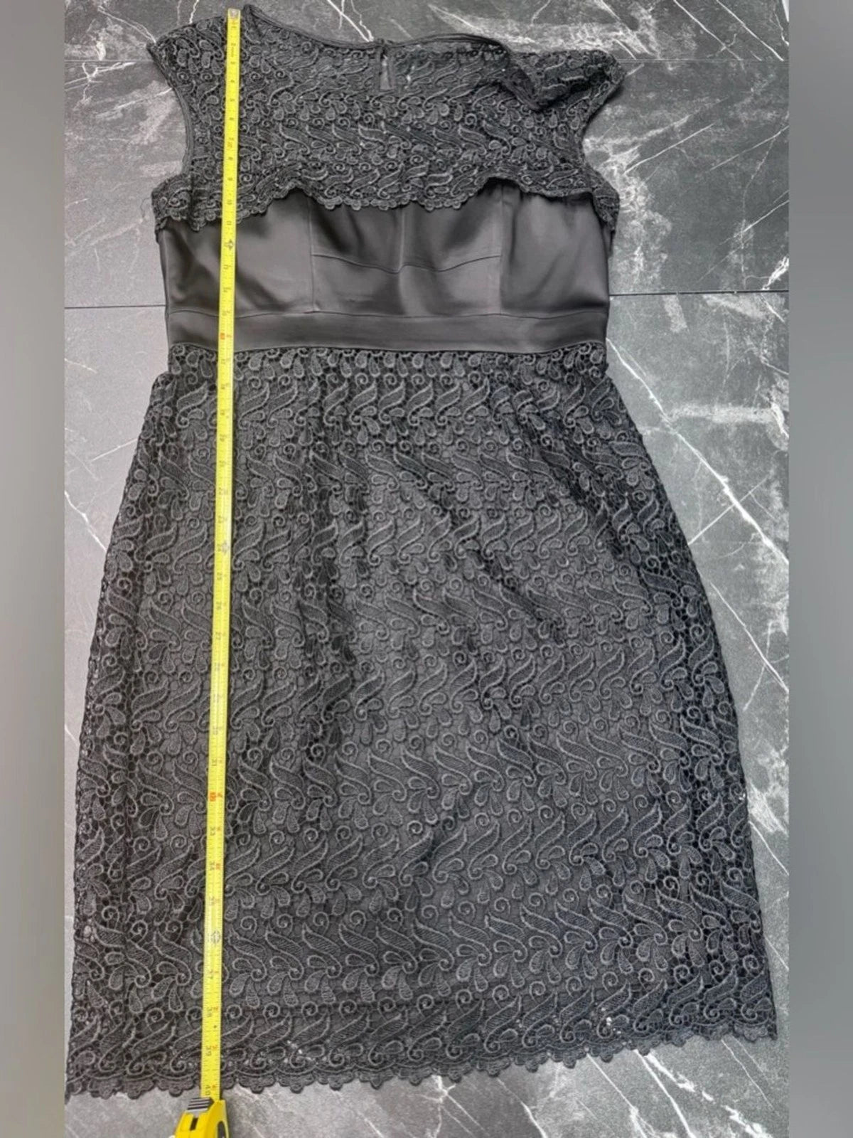 Jax Charcoal Lace Overlay Midi Dress Sleeveless A-Line Formal Size 12 EUC