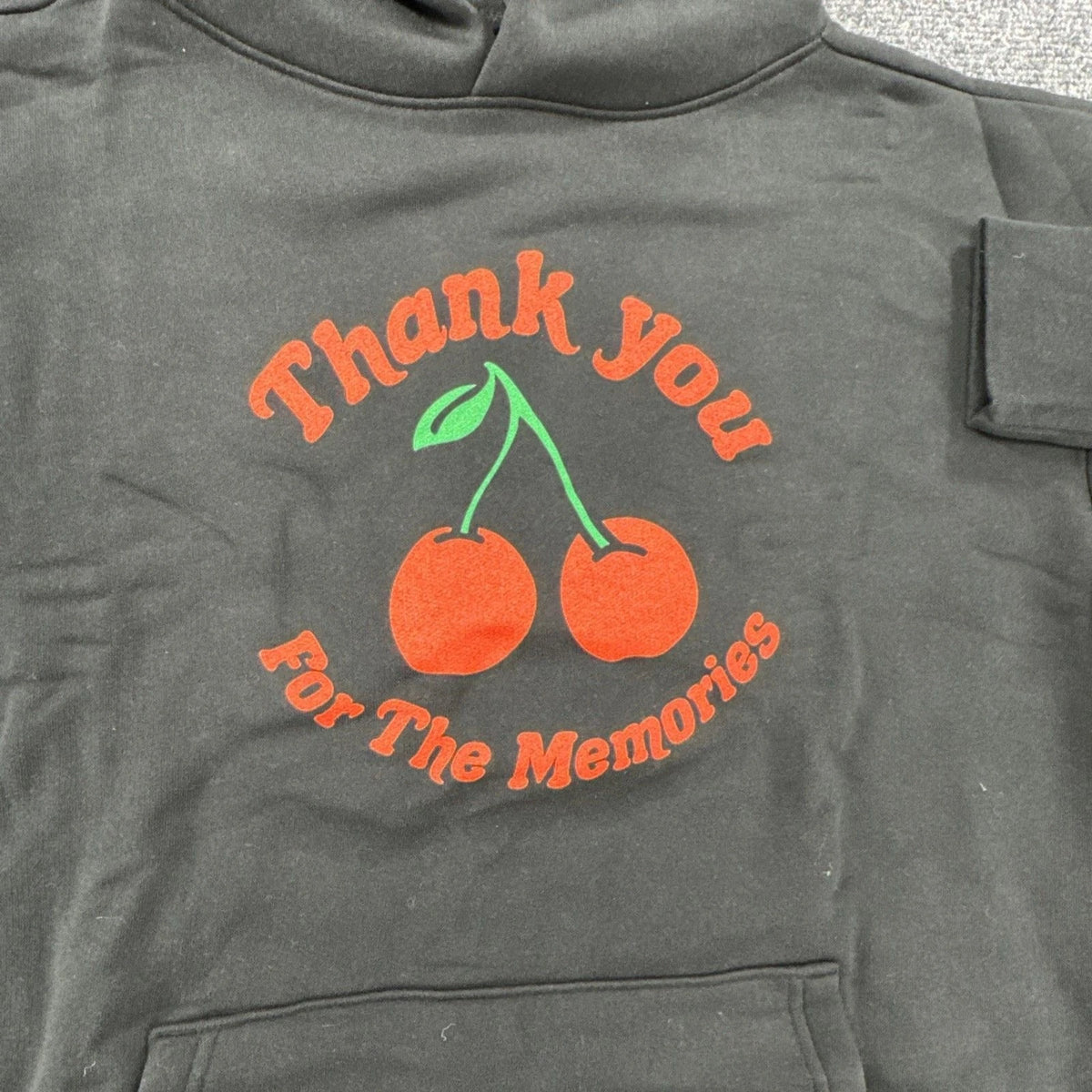 Market Cherry Thank You For The Memories Hoodie XS Black Oversized Graphic NWT