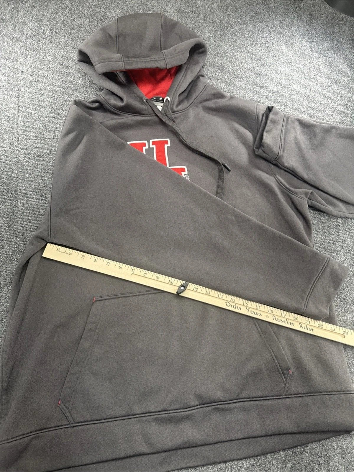Under Armour Men's XXL Charcoal Gray Red Logo Performance Fleece Hoodie