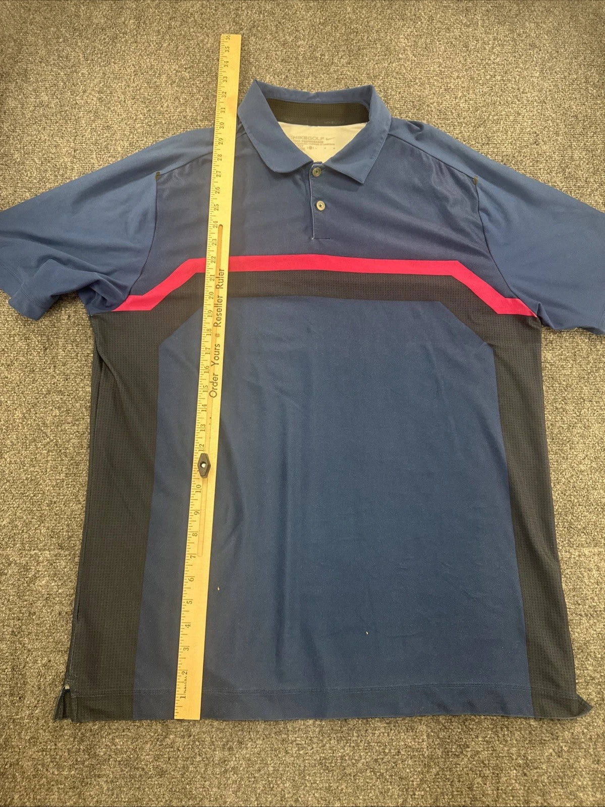 Nike Golf Tour Performance Dri-FIT Polo Mens XL Blue Black Red Colorblock