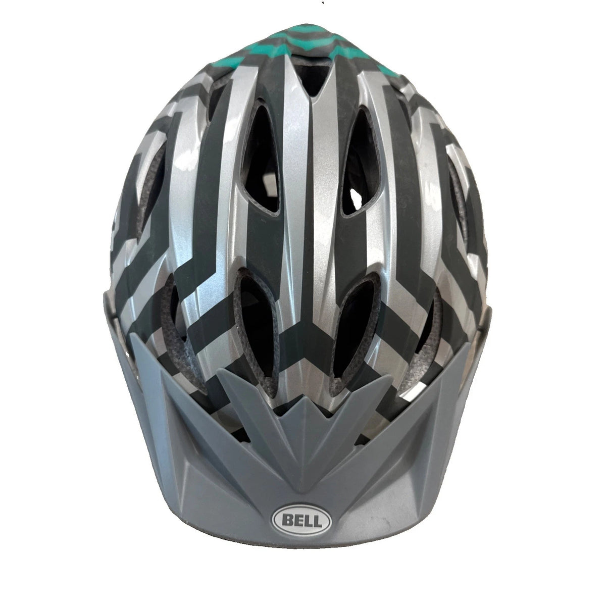 Bell Adult Bike Helmet 54-58cm Gray Teal Geometric Visor Rear Lights