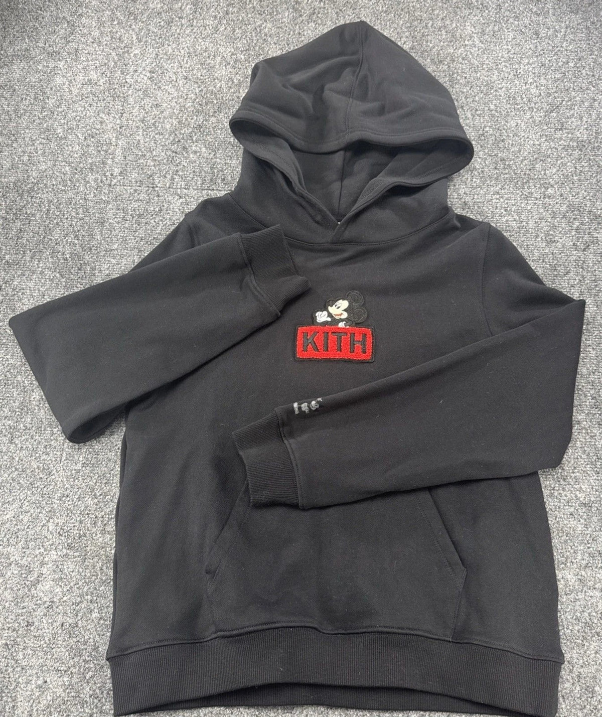 Kith x Disney Mickey Mouse Box Logo Hoodie Kids XL 14-16 Black NWOT Hype