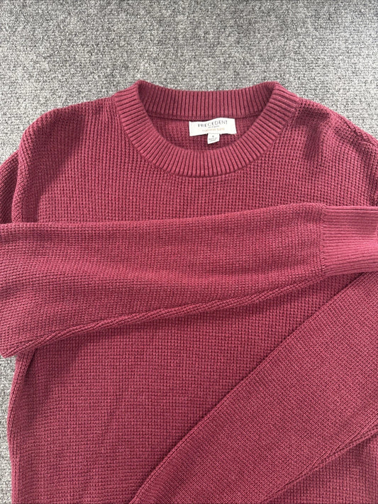 Precedent Los Angeles Cashmere Blend Sweater S Burgundy Crewneck Quiet Luxury