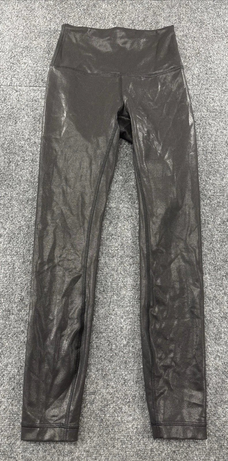 Lululemon Wunder Under Shine Leggings Women's 2 Black High Rise Foil EUC