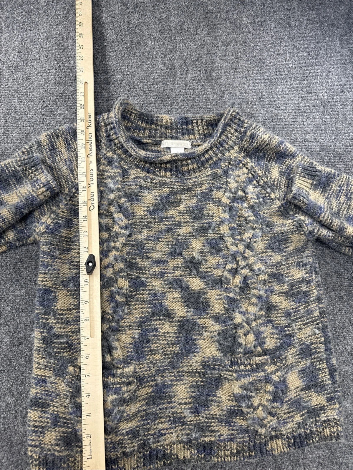 Design History Wool Blend Cable Knit Sweater Women’s L Pockets Marled Cozy