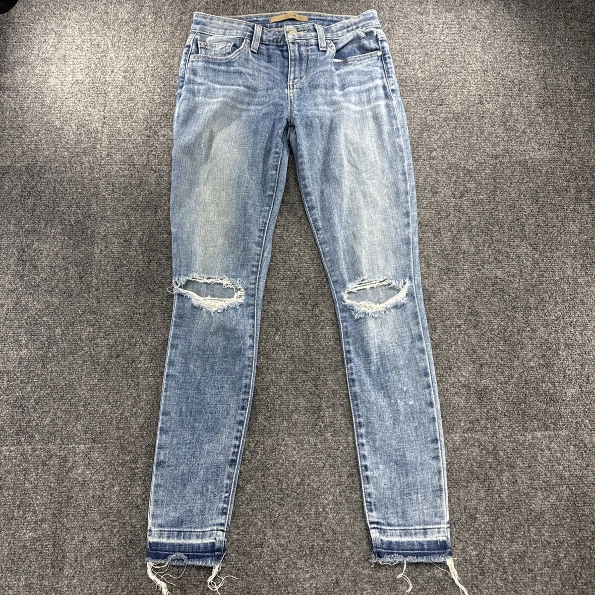Joe’s Jeans Women’s 26 Blue Distressed Skinny Stretch Denim Raw Hem