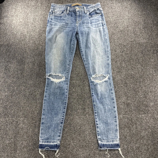 Joe’s Jeans Women’s 26 Blue Distressed Skinny Stretch Denim Raw Hem