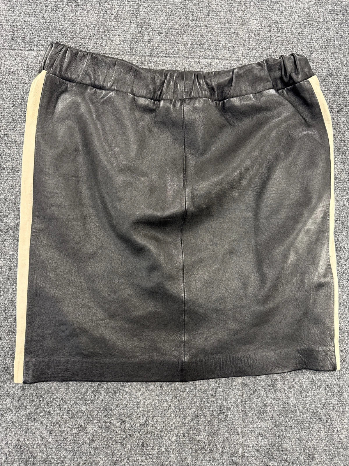 Mauritius Genuine Leather Mini Skirt Womens S Black Olive Tan Colorblock Zip