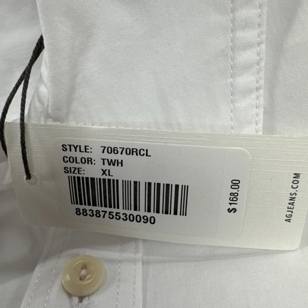 AG Jeans Benning Utility Shirt Mens XL White Cotton Button Down NWT 70670RCL