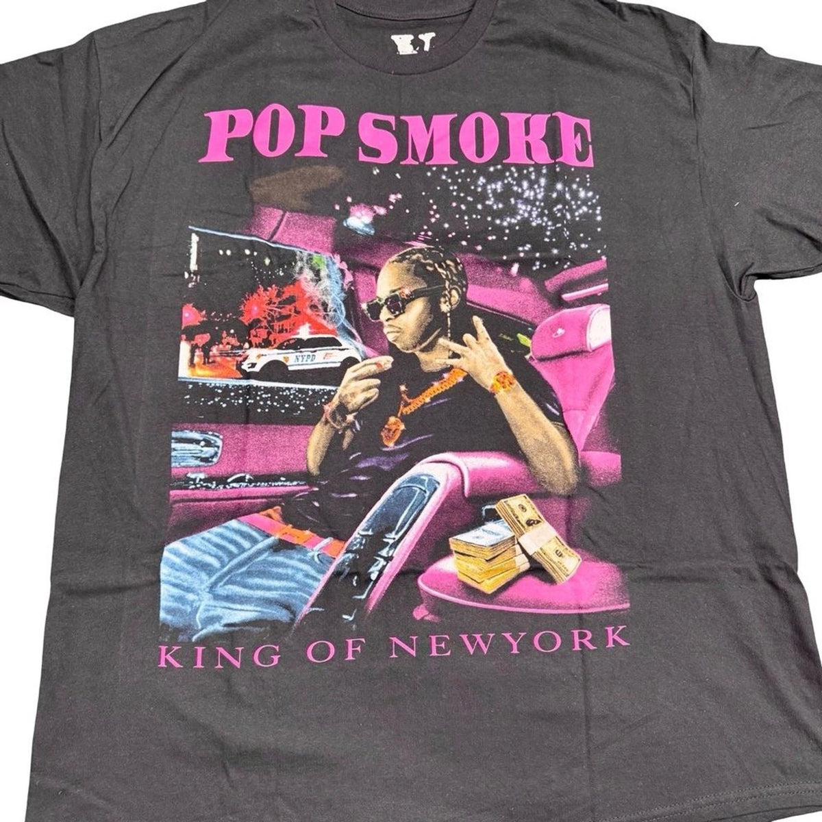 Pop Smoke x VLONE King of New York T-Shirt Men’s XXL Black Pink NWOT