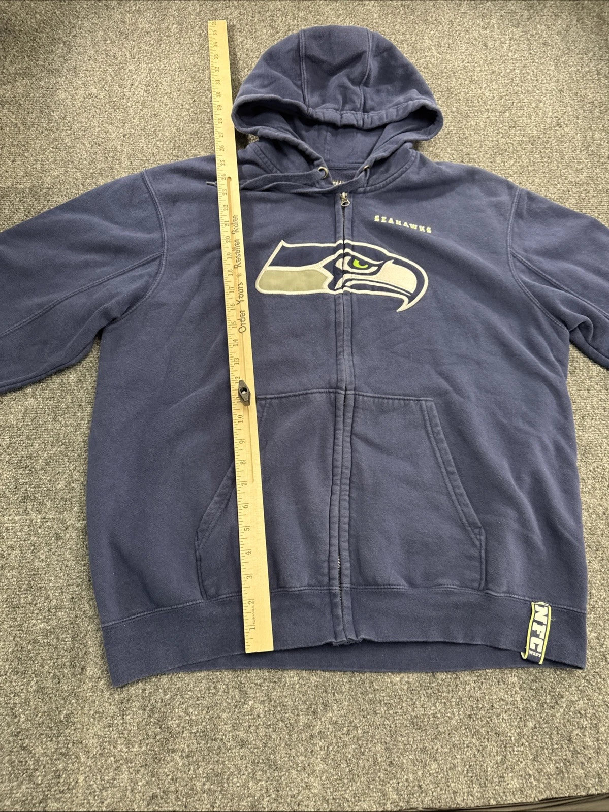 NFL Team Apparel Seattle Seahawks Full Zip Hoodie Blue Logo Sweatshirt Men’s XL