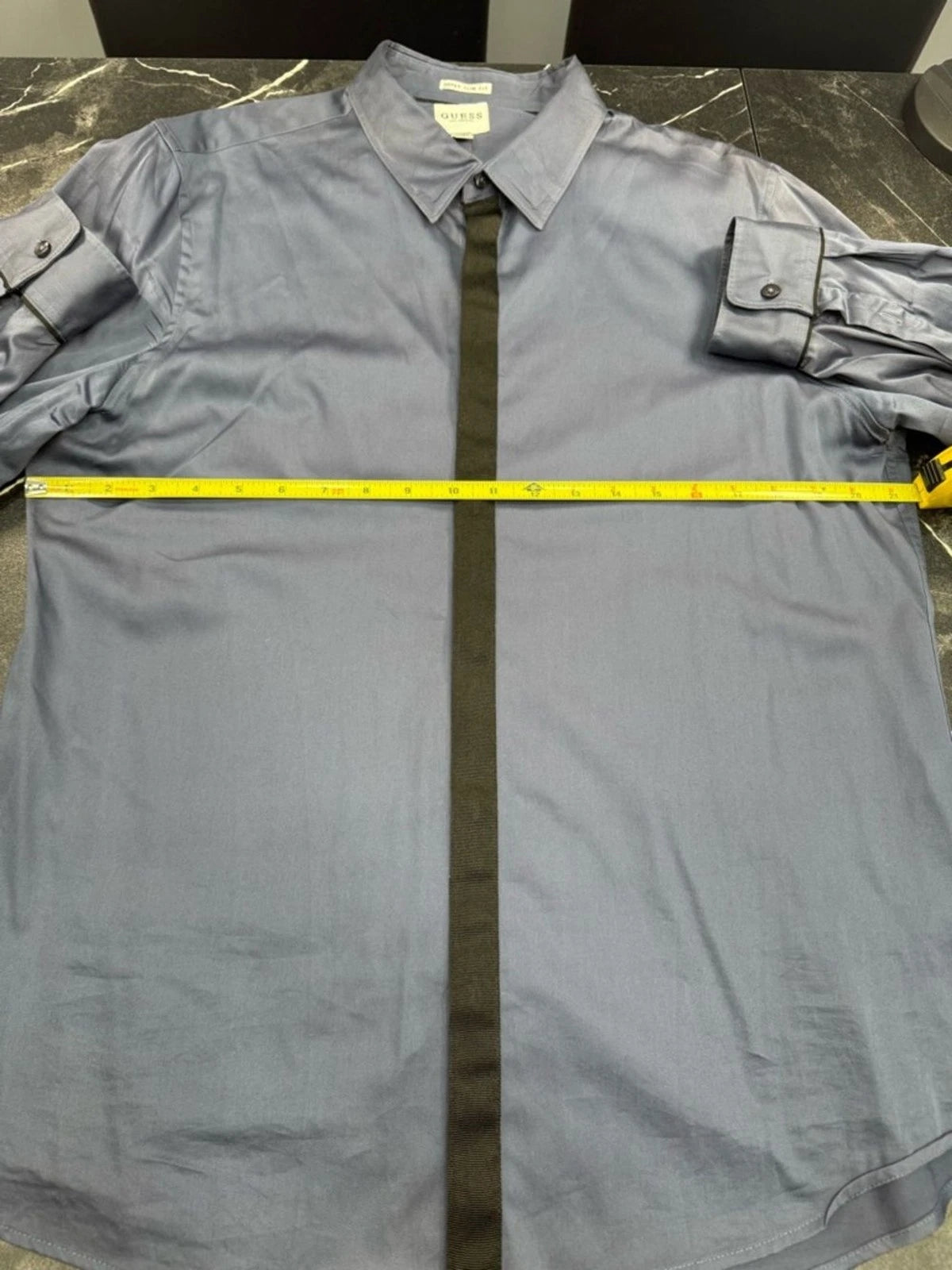 Guess Blue Black Contrast Dress Shirt Men's Large Button Up EUC Business Casual