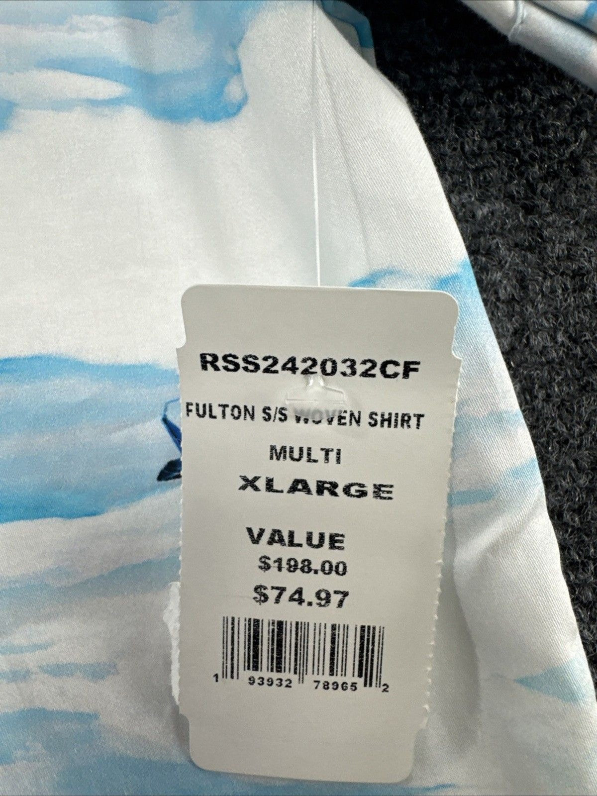 Robert Graham Fulton Shirt Men XL Airplane Cloud Print Short Sleeve NWT $198