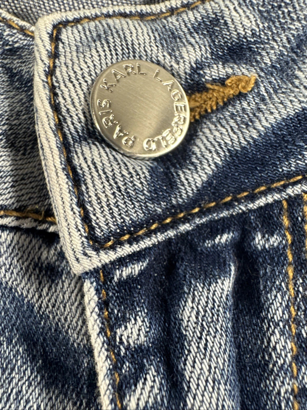Karl Lagerfeld Paris Women Jeans Size 8 Light Wash Logo Embroidered Straight Leg