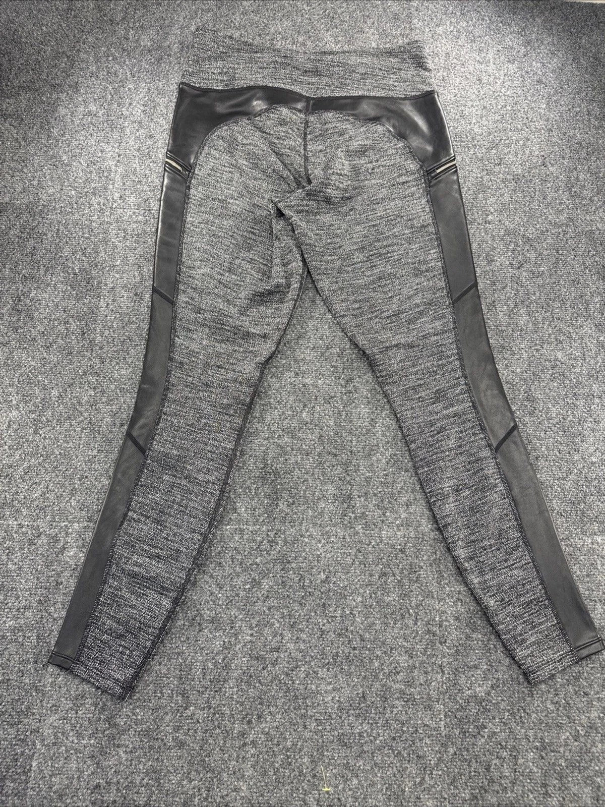 Athleta Herringbone Luxe Metro Drifter Leggings M Faux Leather Black Gray BNWOT