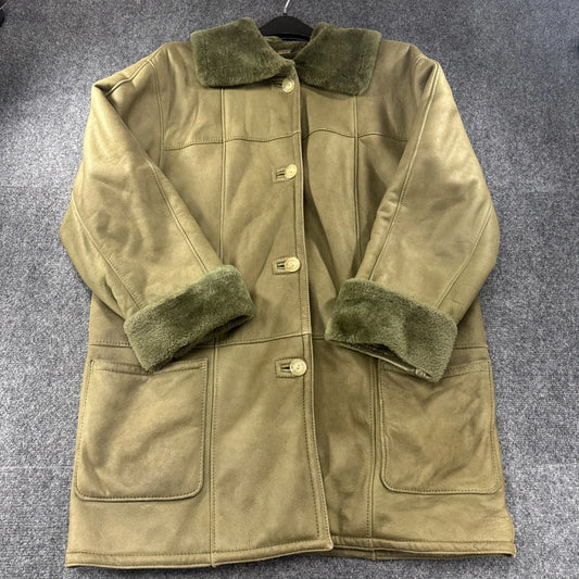 Vintage Sawyer of Napa Sheepskin Shearling Coat Olive Green Made in Canada