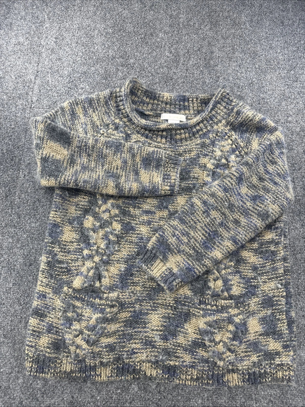 Design History Wool Blend Cable Knit Sweater Women’s L Pockets Marled Cozy