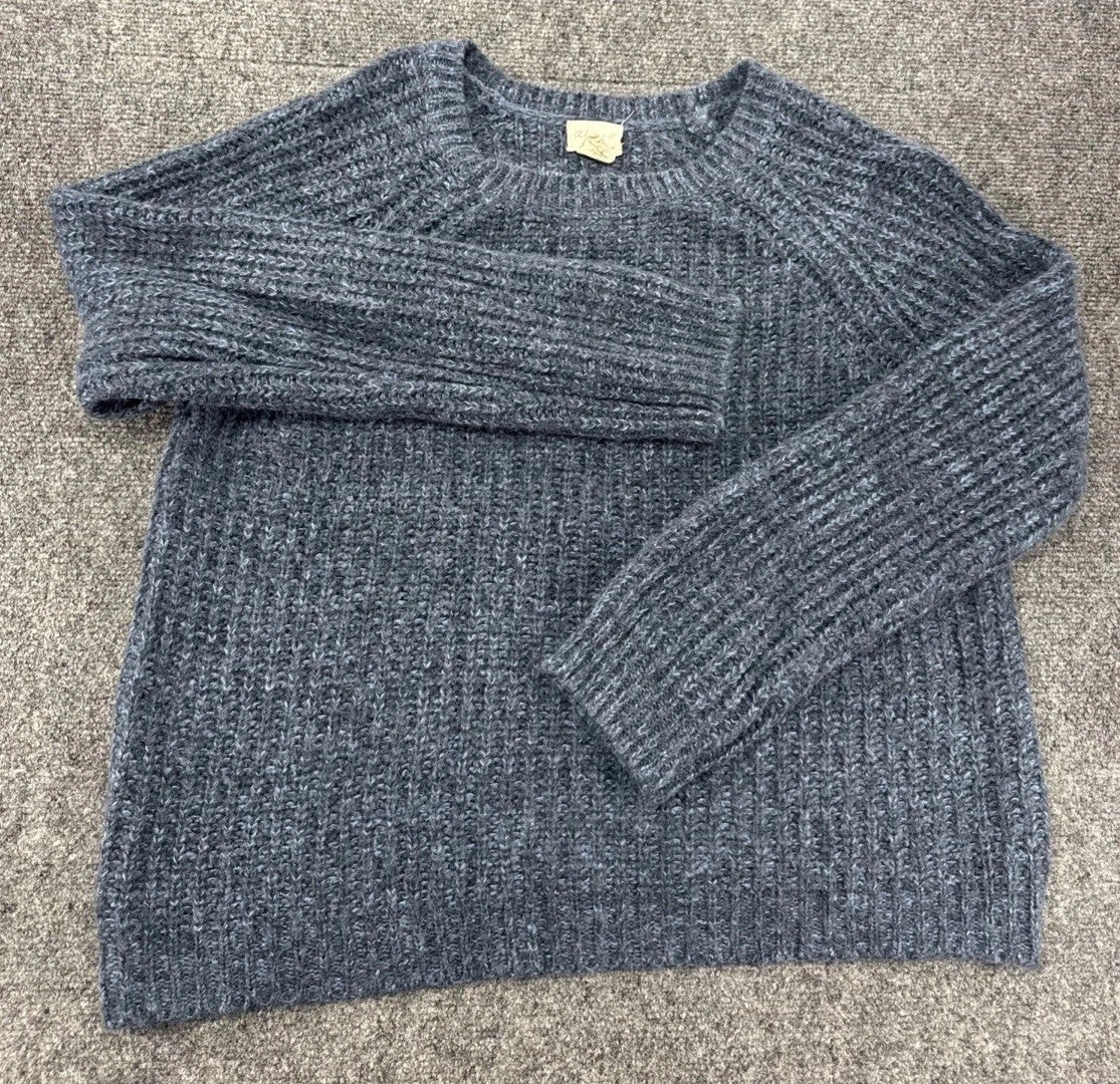 Andrea Jovine Wool Blend Knit Sweater Gray Crew Neck Cozy Quiet Luxury XL