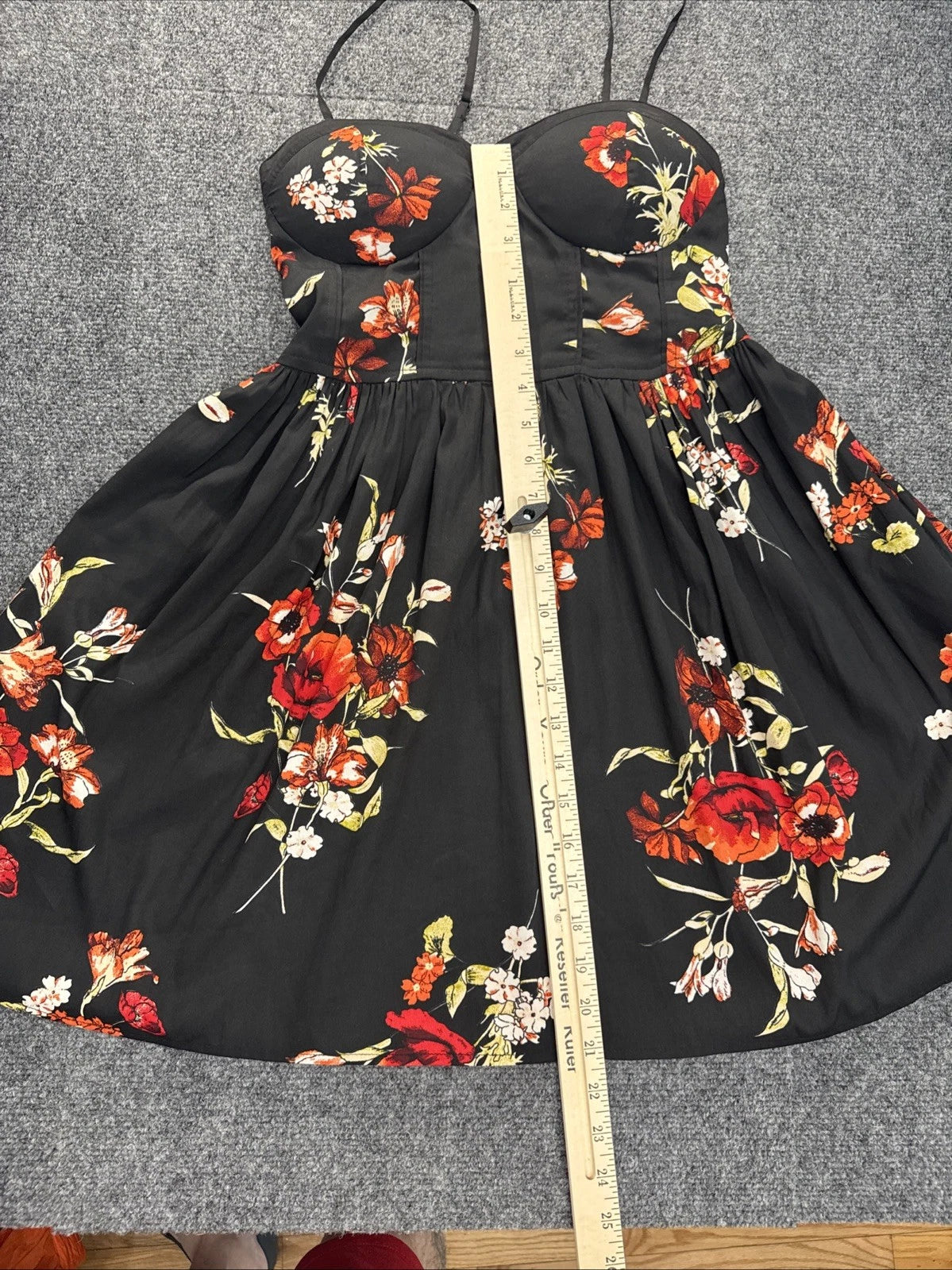 Band of Gypsies Floral Bustier Fit & Flare Dress Black Women's Small