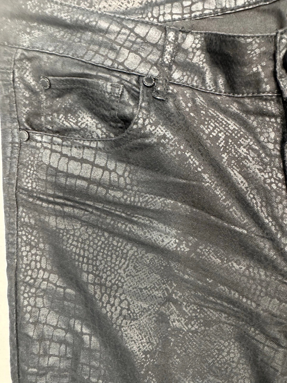 Vintage Tinseltown Black Snakeskin Skinny Jeans Womens 13 Juniors Y2K EUC Denim