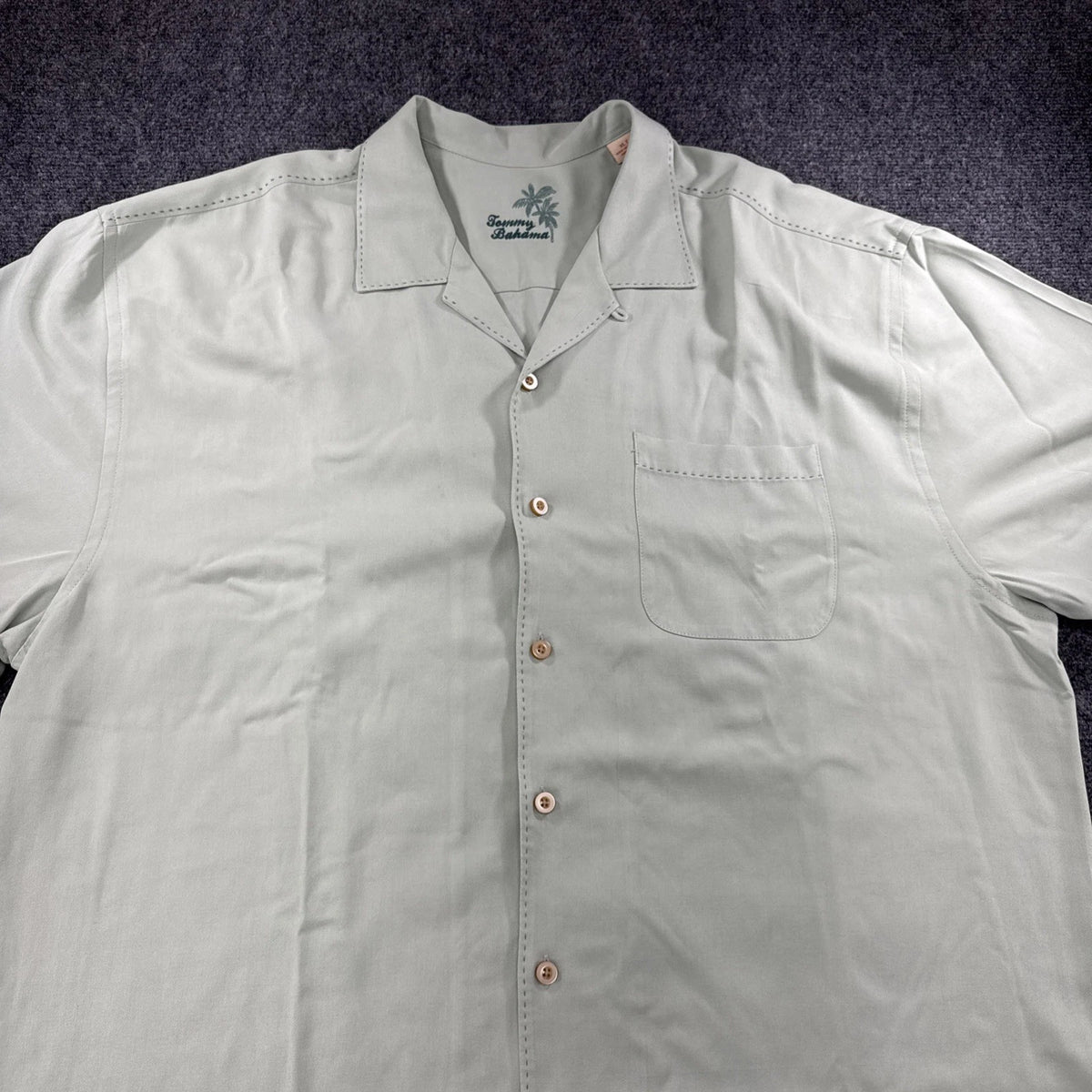 Tommy Bahama Silk Camp Shirt Mens XLT Mint Green Seafoam Resort Button Up NWOT