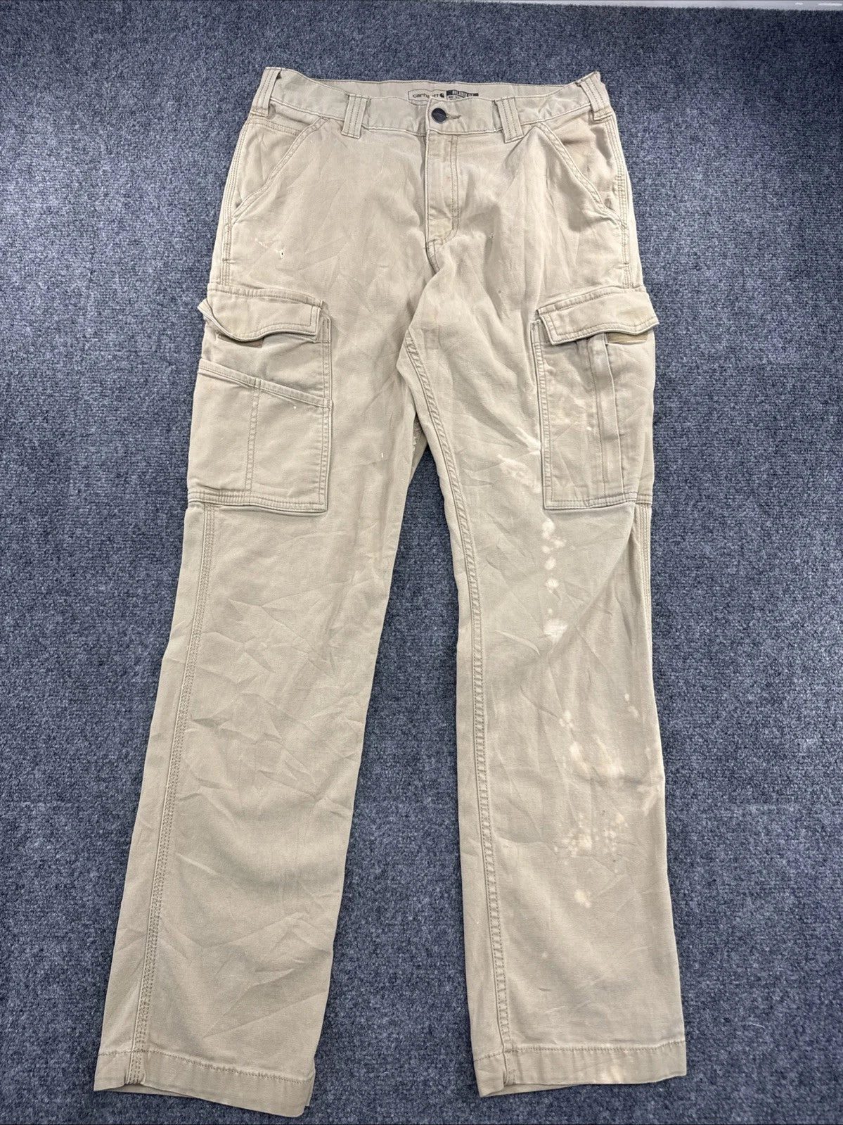 Carhartt Relaxed Fit Cargo Pants Men’s 31x32 Khaki Distressed Workwear
