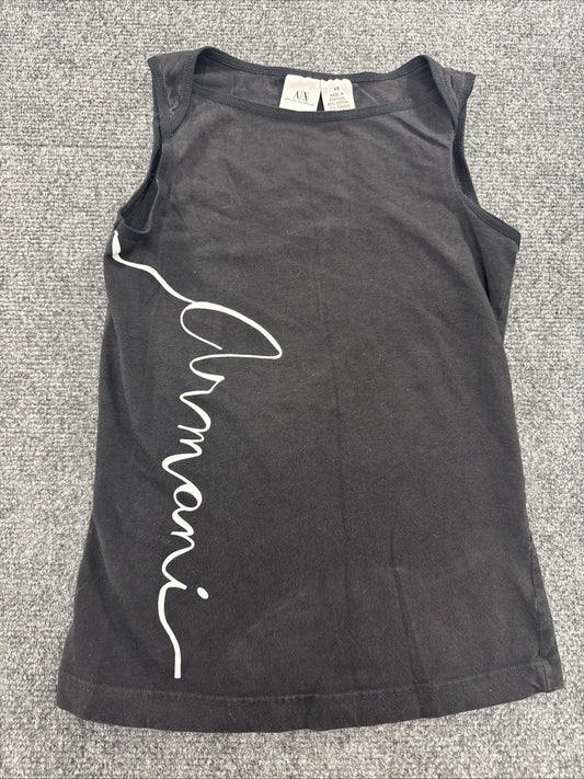 Armani Exchange A|X Womens Tank Top XS Black White Logo Sleeveless Stretch