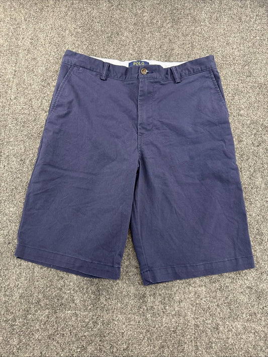 Polo Ralph Lauren Boys 20 Navy Blue Flat Front Chino Shorts Preppy