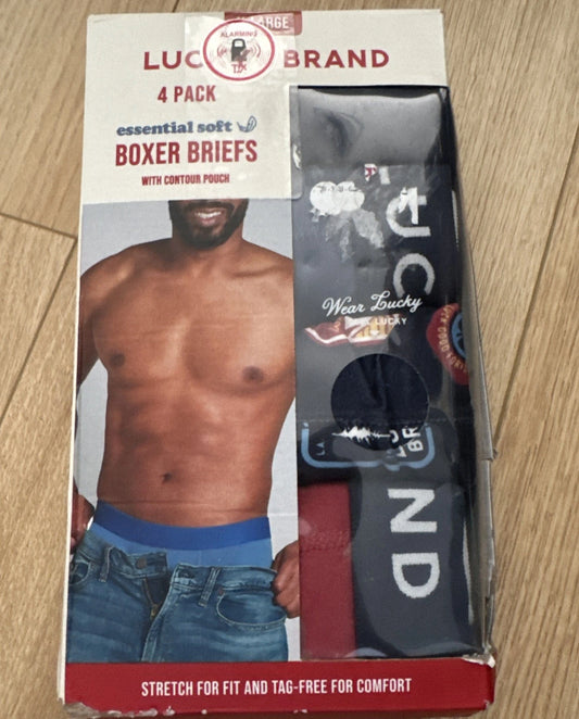 Lucky Brand Boxer Briefs Men Extra Large XL Blue 4 Pk Stretch Soft Underwear NWT
