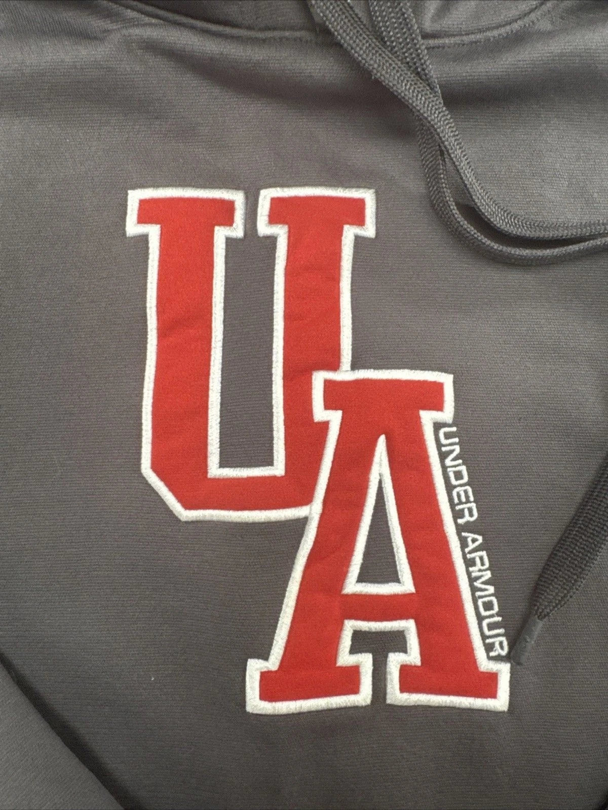 Under Armour Men's XXL Charcoal Gray Red Logo Performance Fleece Hoodie