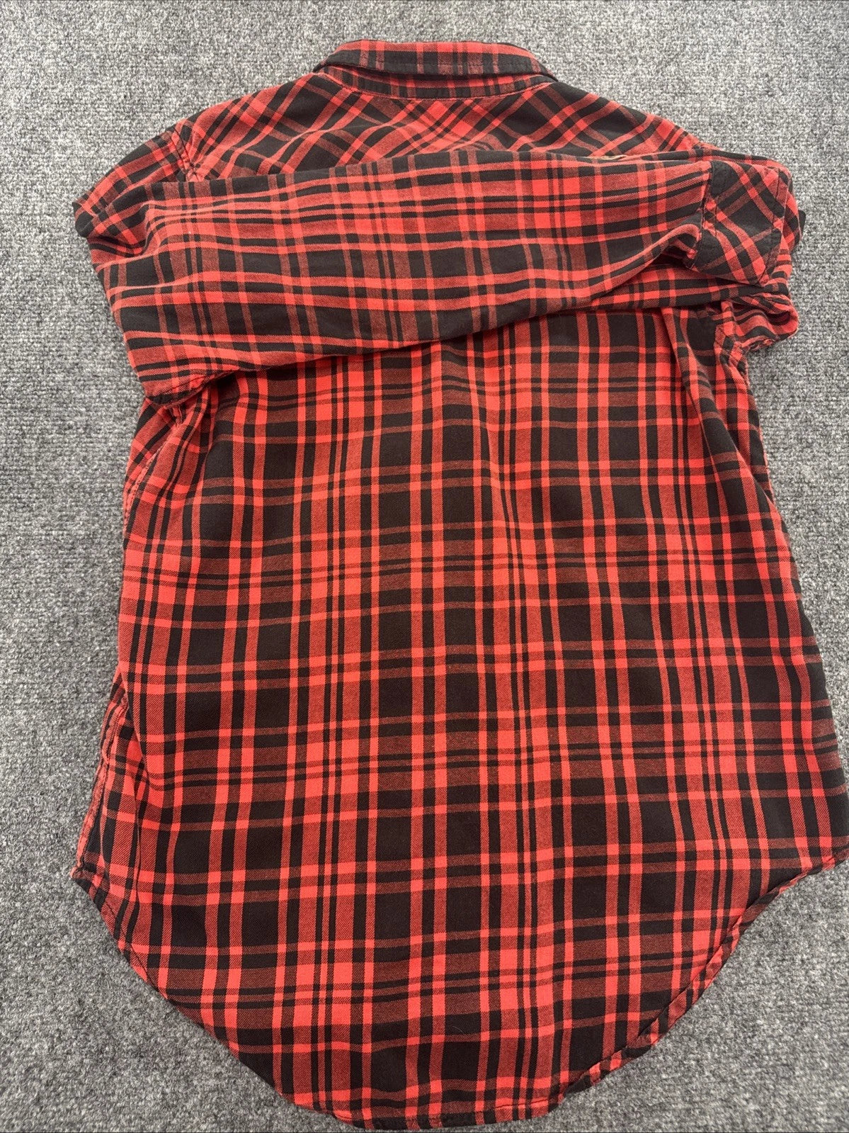 KAVU Women's M Red Black Plaid Flannel Shirt Corduroy Elbow Patches Outdoor
