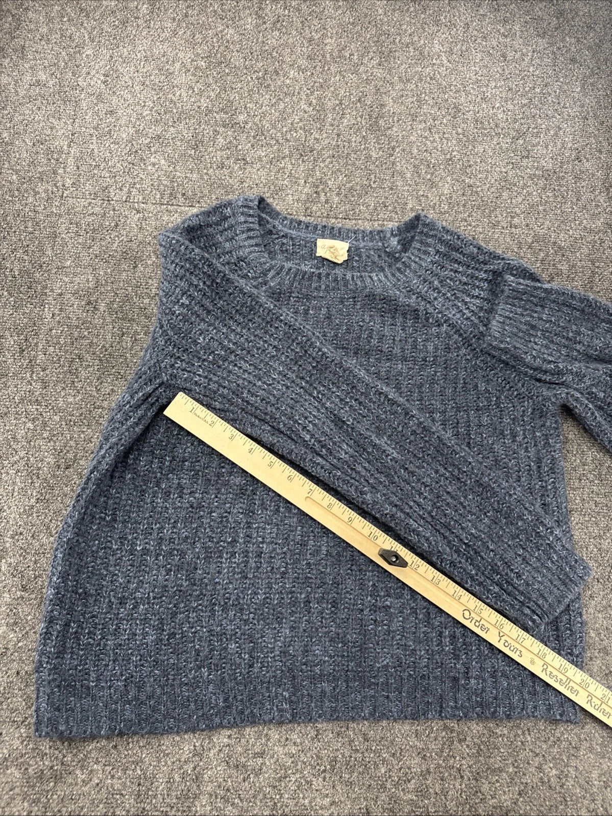 Andrea Jovine Wool Blend Knit Sweater Gray Crew Neck Cozy Quiet Luxury XL