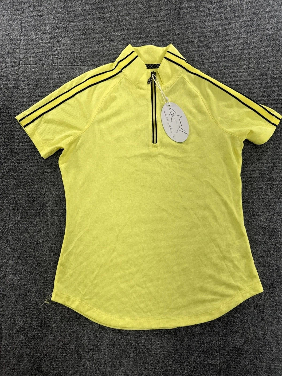 Greg Norman Play Dry Golf Shirt Women XS Bright Yellow Black Quarter Zip NWT