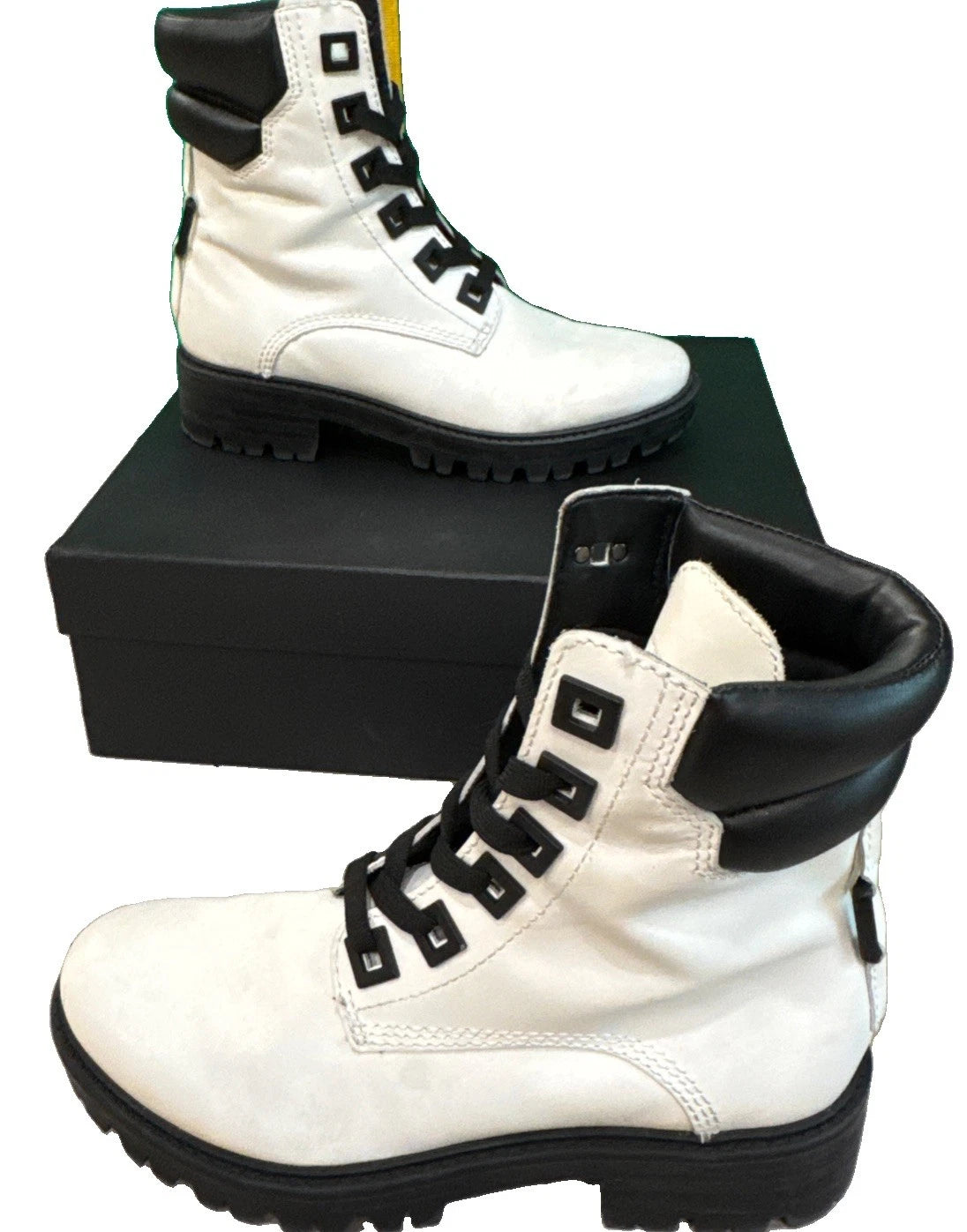 Kendall + Kylie East White Leather Combat Boots Women’s Size 7M w/ Box