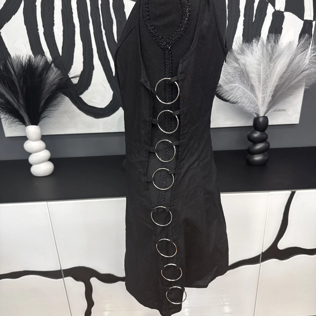 Shein Hollow Out Bodycon Dress Women's 4 Black Sleeveless Party EUC