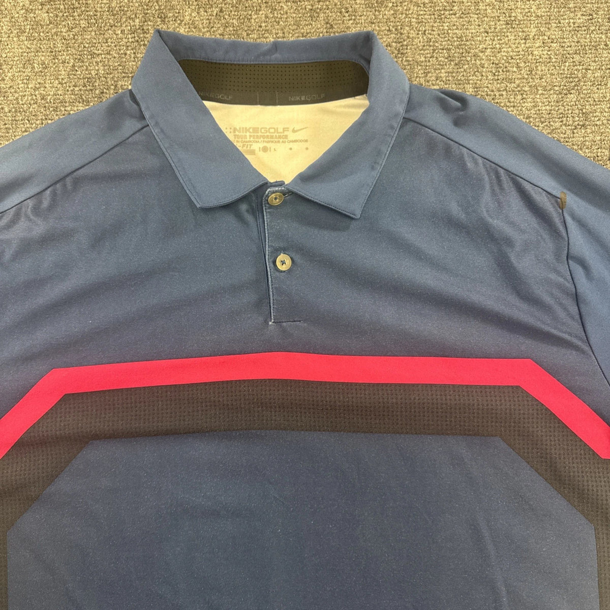 Nike Golf Tour Performance Dri-FIT Polo Mens XL Blue Black Red Colorblock