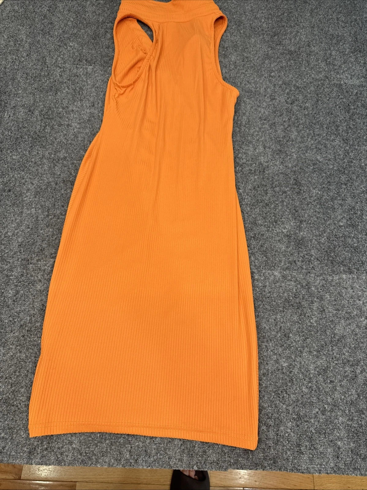 SHEIN Orange Bodycon Mini Dress Women's US 4 Sleeveless V-Neck BNWOT