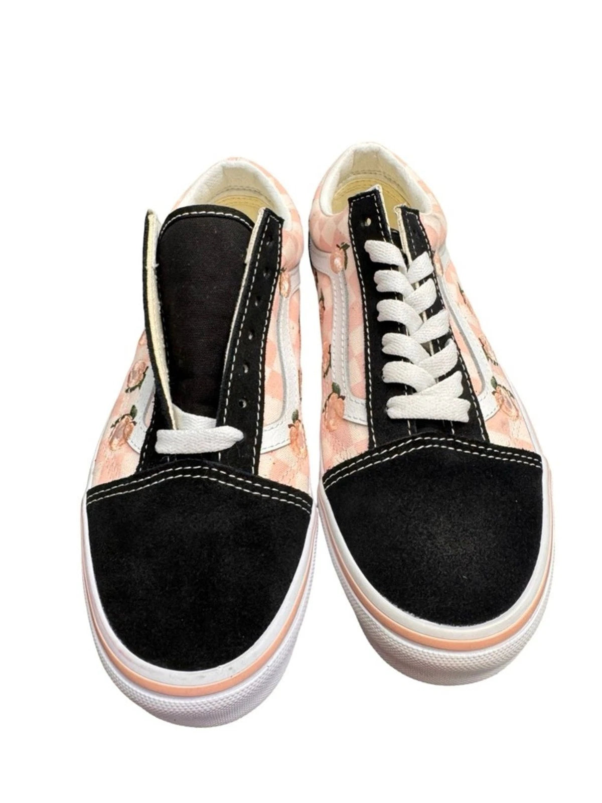 Vans Floral Low Top Sneakers Women’s 5 Black Peach Lace Up BNWOB