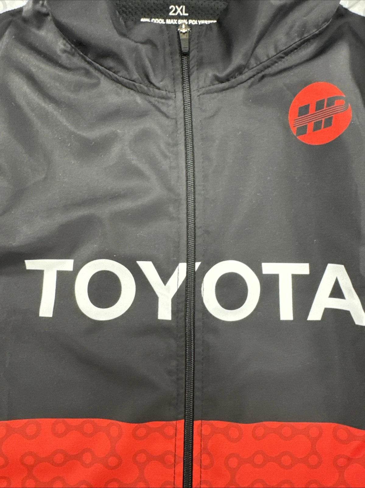 Toyota Cycling Wind Vest Full Zip Sleeveless Bike Jersey 2XL Black Red EUC