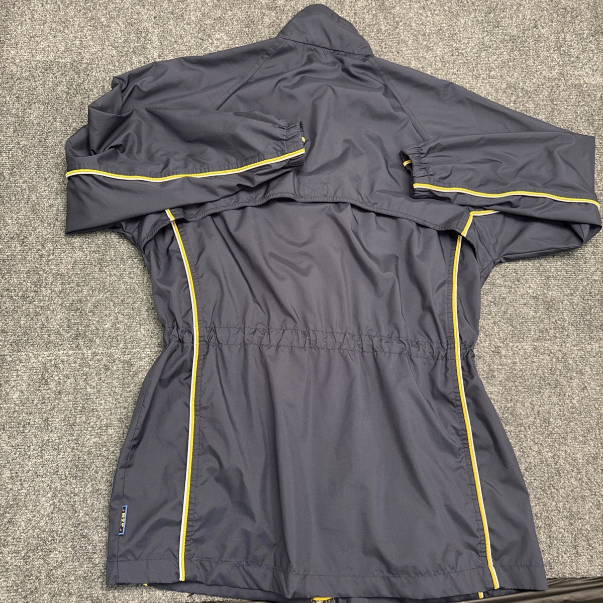 Vintage ASICS Women’s Windbreaker Navy Yellow Full Zip Lightweight Running Coat