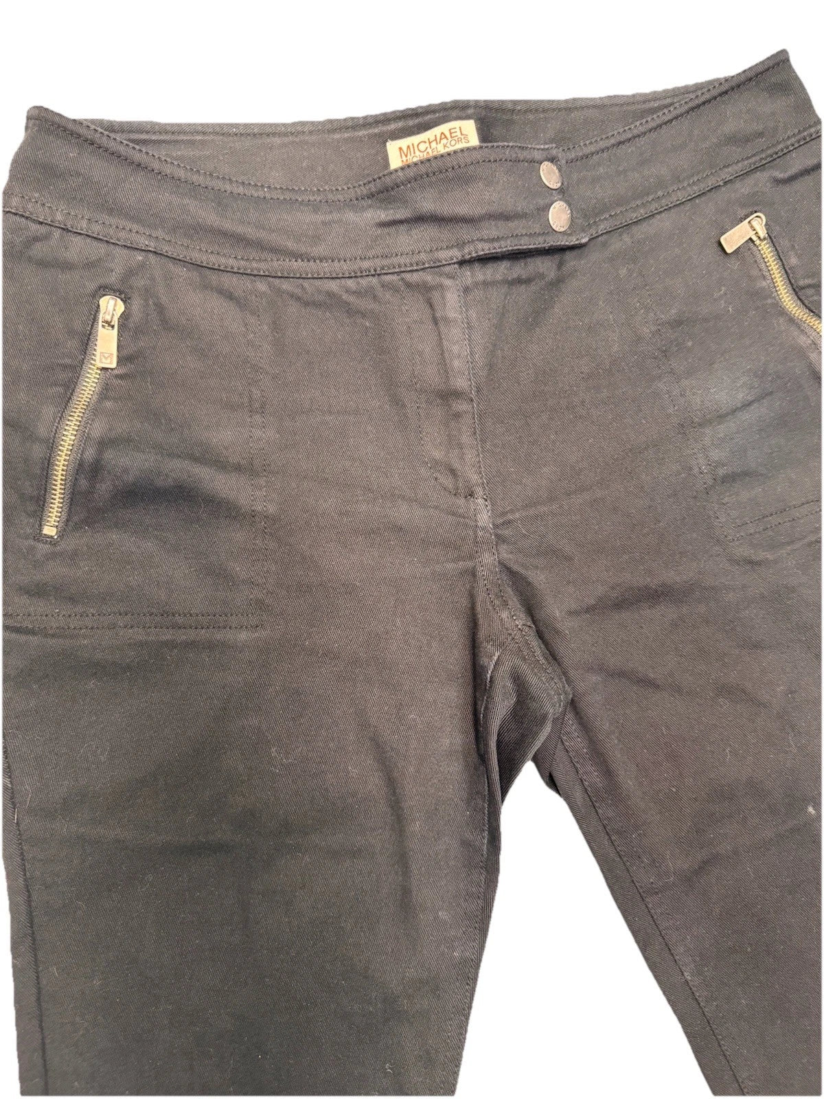 Vintage Michael Kors Zipper Pockets Black Straight Leg Denim Pants Women's