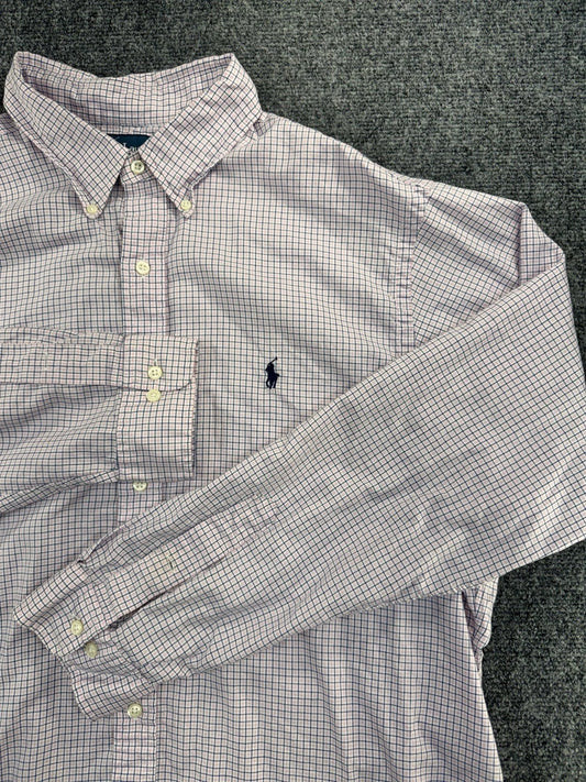Polo Ralph Lauren Long Sleeve Tattersall Button Down Shirt Mens 17.5 34/35