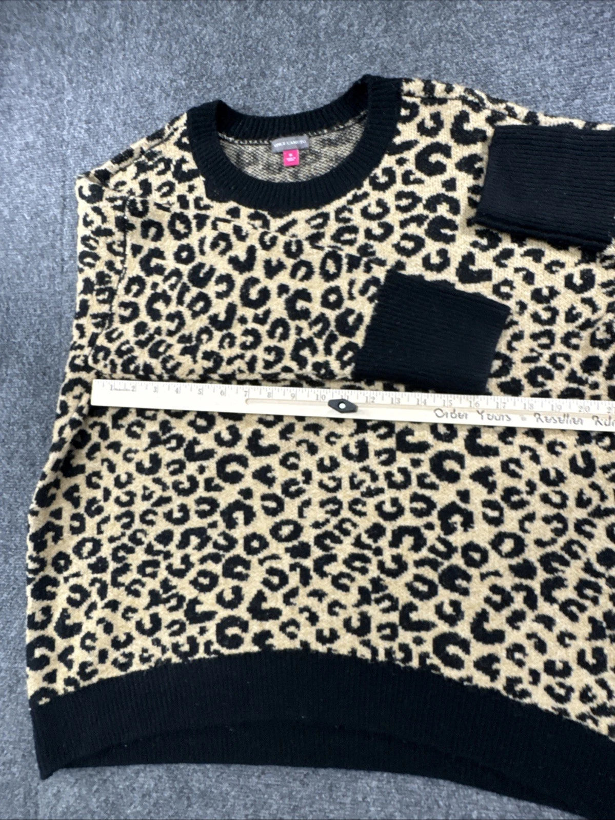 Vince Camuto Leopard Animal Print Knit Sweater Women's XL Cozy Fall Boho