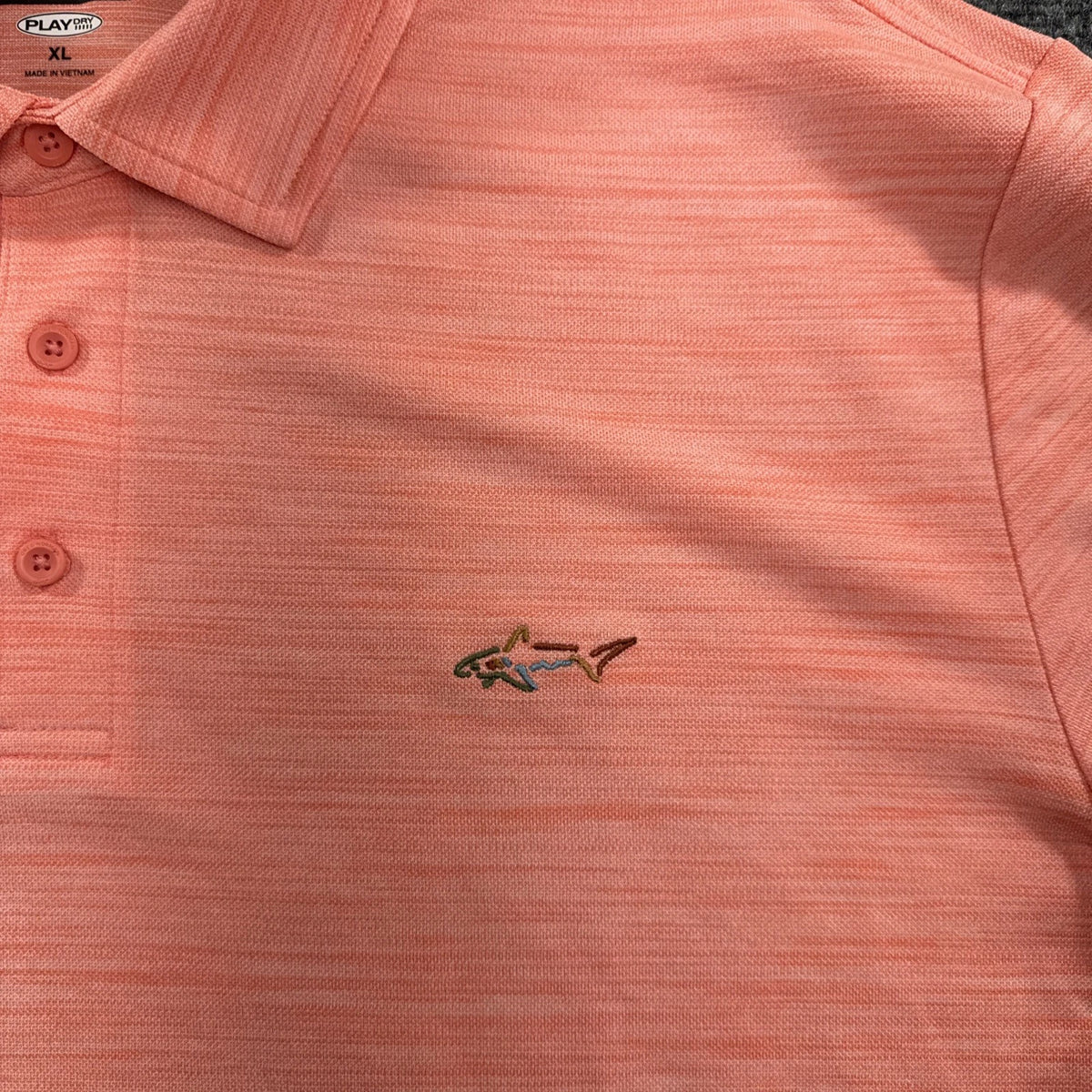 Greg Norman Play Dry Coral Pink Golf Polo Shirt XL Tasso Elba Performance