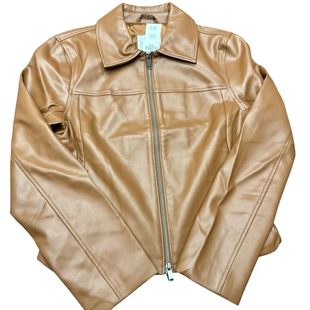 Abercrombie Fitch Vegan Leather Moto Jacket Women Medium Tan Camel NWT