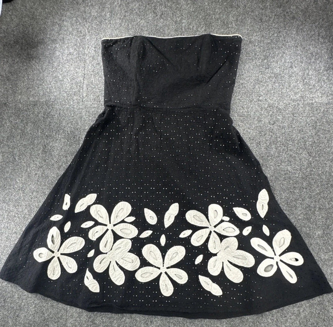 Vintage Y2K Spenser Jeremy Strapless Eyelet Floral Midi Dress Women's 12