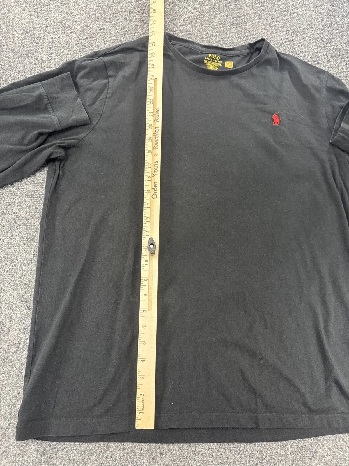 Polo Ralph Lauren Long Sleeve T-Shirt Men's XXL Black Custom Slim Fit Pony