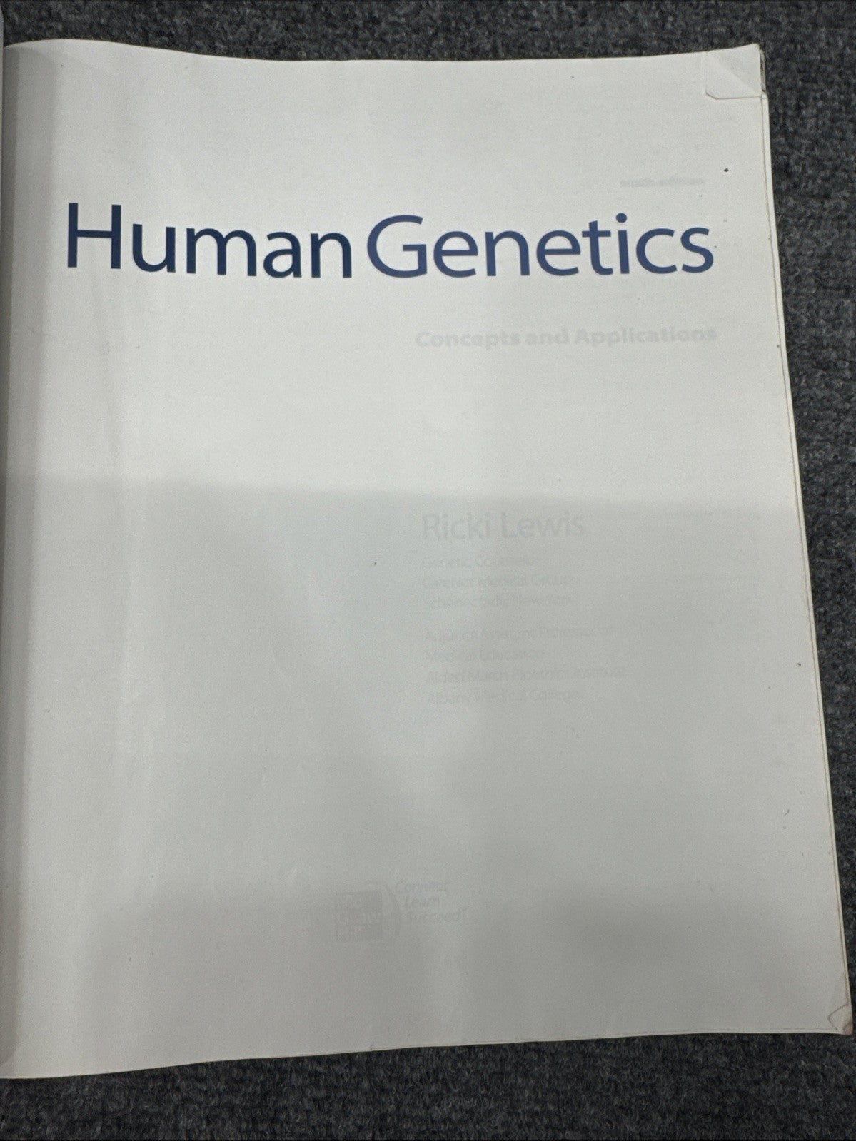 Human Genetics Concepts and Applications 9th Edition Ricki Lewis Paperback