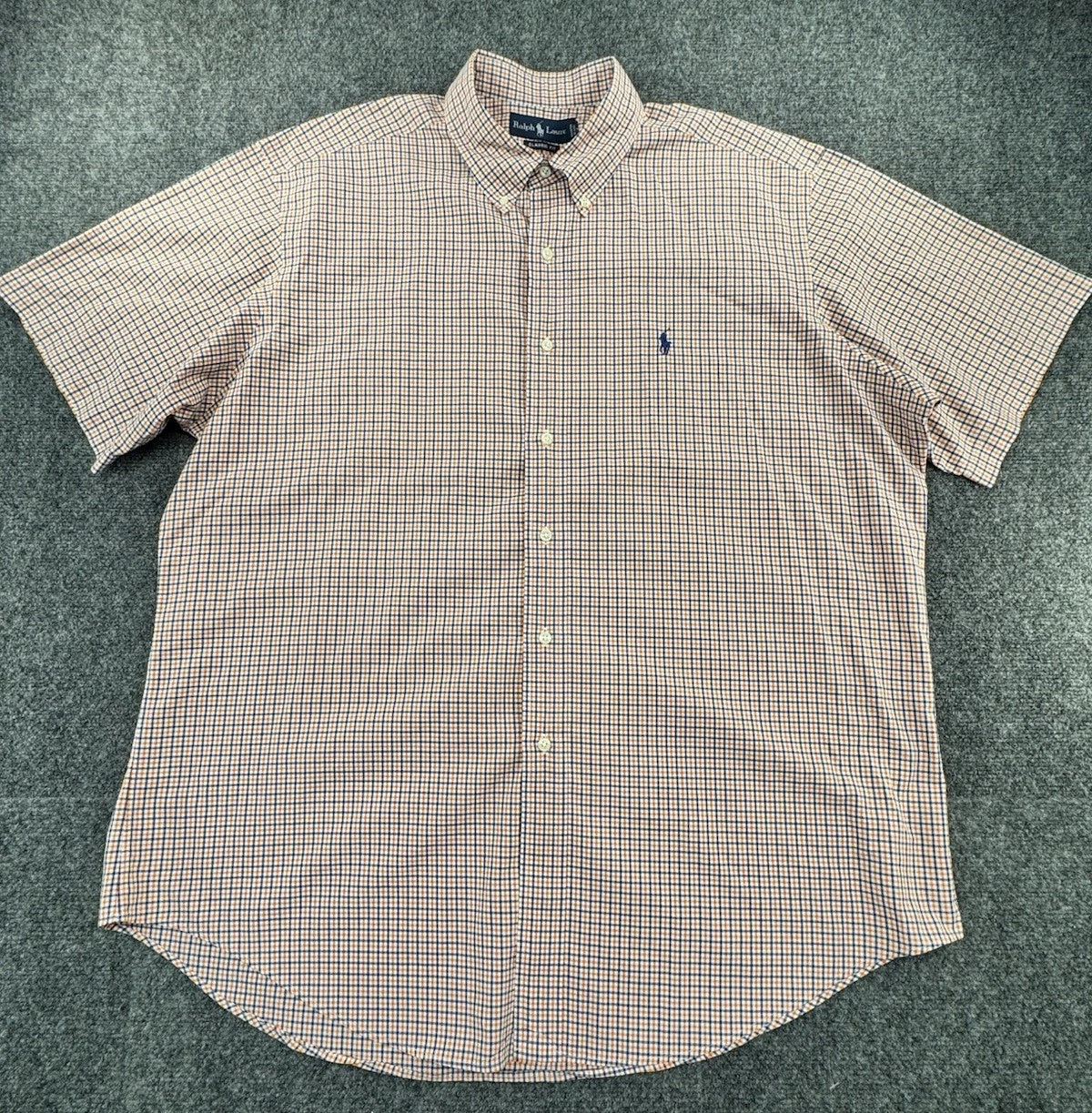 Polo Ralph Lauren Classic Fit Short Sleeve Gingham Button Down Shirt Mens XL